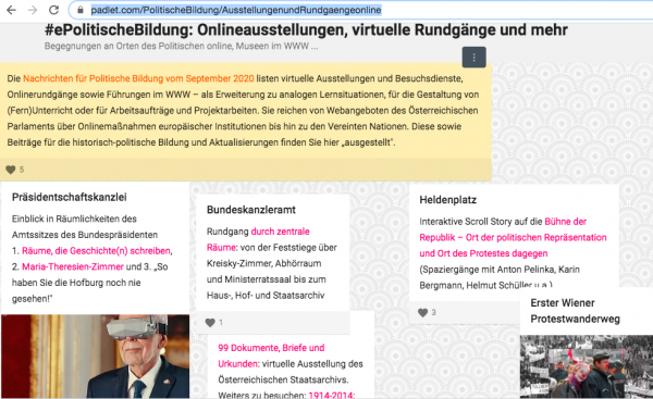 (2021) #ePolitischeBildung: Onlineausstellungen, virtuelle Rundgänge und mehr